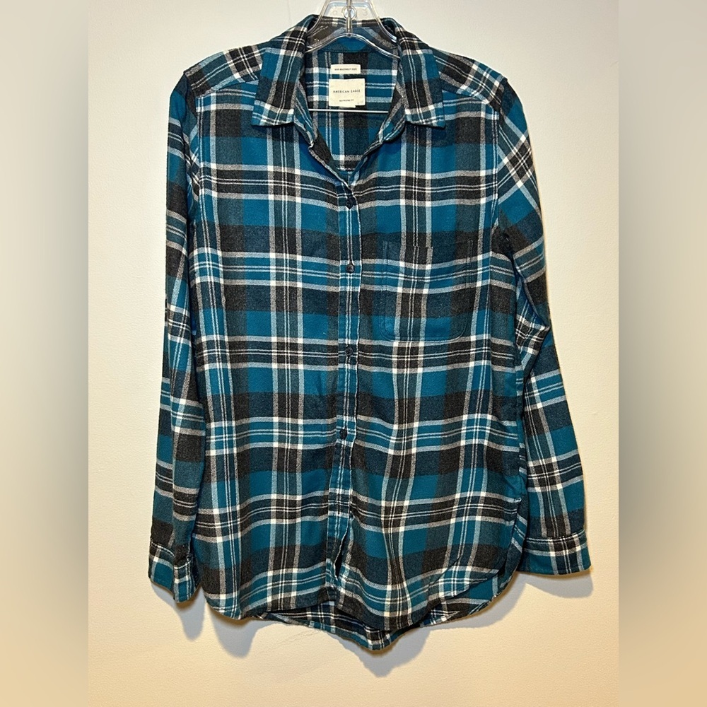 American Eagle Ahh-Mazingly Soft Boyfriend Fit Plaid Flannel Shirt Women’s Small